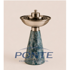 Brûleur à Bakhoor Arabe Vintage en Métal Argenté Mabkhara avec Base en Résine de Marbre Bleu Faite à la Main pour la Décoration Intérieure et les Parfums d'Oud - Product Image 1