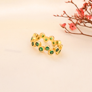 แหวนทองเหลืองชุบทองสำหรับผู้หญิงตัวเรือนพลอย CZ - Product Image 3