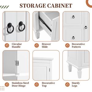 Elegante Mobiletto Multifunzionale Retrò per Bagno con 3 Cassetti e 3 Scomparti Chiusi con Ripiani Regolabili - Product Image 2