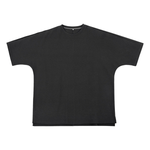 เสื้อยืดคอกลมแขนสั้นสีดำทรงโอเวอร์ไซส์สำหรับผู้ชาย ผ้าทอ แต่งด้านหน้า สไตล์ฮิปฮอป ทรงลำลอง ความยาวปกติ - Product Image 1