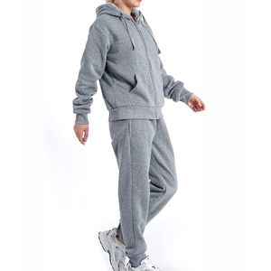 <b>Women</b> <b>Purple</b> Hooded Zipper <b>Tracksuit</b> Full Sleeve Solid Color Casual Sweatshirt Pants Set Breathable Midweight Cotton Autumn Wear - Product Image 6