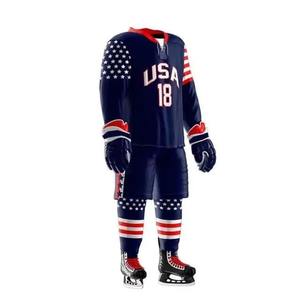Tenue d'équipe sportive, maillot et pantalon de hockey sur glace 100% polyester pour l'entraînement, vente en gros, uniformes de hockey sur glace de qualité supérieure, doux - Product Image 5