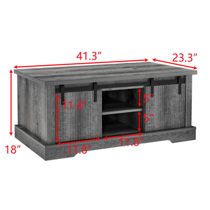 41.3-Inch Farmhouse Industrial Coffee Table with Storage Adjustable Shelves <b>Sliding</b> Wood Door Cocktail Table Unique Rec Features - Product Image 2