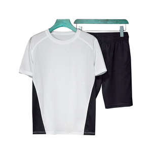 Conjunto Deportivo de Verano para Hombre, Dos Piezas, Transpirable, 100% Algodón, Sudadera con Capucha, Pantalones Cortos con Bolsillos, Tallas Grandes, Estampado Color Block, Estilo Urbano - Product Image 3