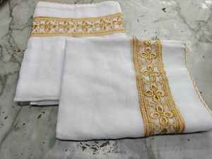 ผ้าคลุมไหล่ IMMAH สีขาวคุณภาพดีขายดี สำหรับผู้ชาย ผ้าฝ้ายวอยล์ น้ำหนักเบา ระบายอากาศได้ดี ทนทาน เหมาะสำหรับฤดูหนาว ดีไซน์สีสันตัดกัน - Product Image 6