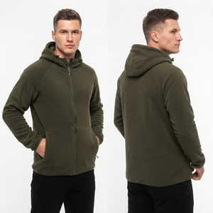 Veste à capuche zippée épaisse pour homme, style usé, en molleton de coton, écologique - Product Image 4