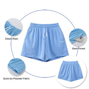 Shorts amples d'été unisexe personnalisables avec logo, double couche, style américain, en coton respirant et maille - Product Image 1