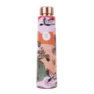 Ensemble de bouteilles d'eau en cuivre à imprimé floral avec deux verres à boire, bouteille anti-fuite pour la maison, le bureau, les voyages et l'usage quotidien - Product Image 5