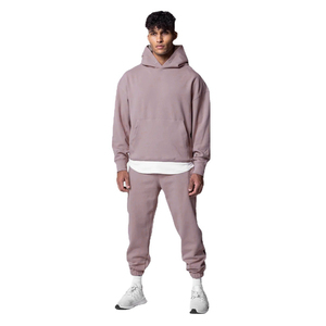 Conjunto de Sudadera Unisex de Color Sólido con Cierre de Cremallera, Manga Larga, Estilo Casual, Holgado, con Bolsillos Laterales, Ligero, de Algodón, Ropa Deportiva Urbana - Product Image 5