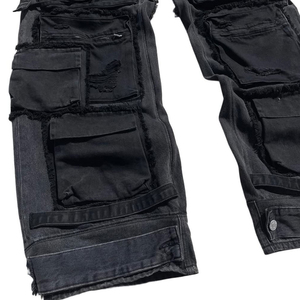 High Quality Lightweight Men's Vintage Stacked Pant First Design <b>Embroidered</b> Baggy Faded Waterproof Breathable <b>Jeans</b> Bulk - Product Image 5
