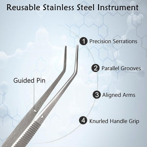 Pinzas de Cejas Profesionales de Acero Inoxidable Duradero con Punta Inclinada, Color y Tamaño Personalizables, CE ISO, Marca Grip Surgical - Product Image 3