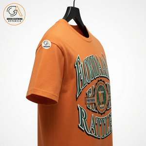 เอฟเอเอ็มยู |   เสื้อยืดคอกลมแขนสั้นสีส้มล้วนสำหรับผู้ชาย ทรงปกติ ผ้าเจอร์ซีย์คอตตอนอย่างดี รีดง่าย ไม่ยับ - Product Image 3