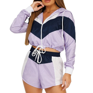 <b>Women</b> Solid Casual <b>Windbreaker</b> Shorts Set Stand Collar Eco-Friendly Breathable <b>Women</b> <b>Windbreaker</b> Shorts Set - Product Image 5