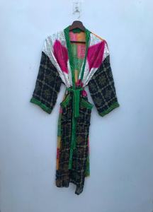 Robe Kimono Vintage en Soie Poli Robe de chambre élégante en mousseline de soie pour vêtements de nuit de mariée pour femmes - Product Image 6