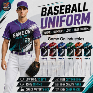 Maillot et pantalon de baseball en sublimation intégrale de qualité supérieure, lavables en machine, nouveau fournisseur, nouvelle arrivée, service OEM ODM - Product Image 2