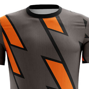 Maillot de football à col rond avec motif gris et orange personnalisé, impression numérique du logo, tissu respirant confortable, uniforme de football pour hommes - Product Image 4