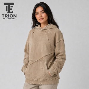 Women Distressed <b>Hoodie</b> Designed With <b>Lightweight</b> Fabric Comfortable Feel And Modern Streetwear Style For Daily Lifestyle Wear - Product Image 4
