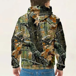 Sweat-shirt à capuche camouflage coupe classique en polyester imprimé, décontracté, respirant, avec poches, idéal pour l'automne - Product Image 2