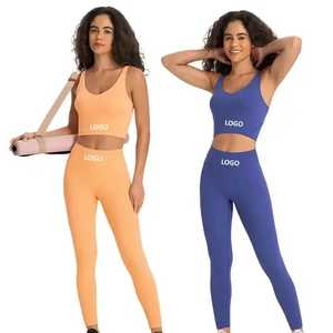 Ensemble de vêtements de sport pour femmes avec logo personnalisé, confortable et respirant - Leggings de fitness taille haute et haut de sport - Product Image 4