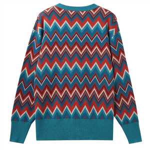 เสื้อสเวตเตอร์ถักลายซิกแซกสำหรับผู้ชาย คอกลม หลายสี ลายเชฟรอน สวมใส่สบาย แขนยาว เหมาะสำหรับฤดูใบไม้ร่วงและฤดูหนาว - Product Image 3