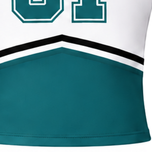 Haut d'uniforme de cheerleading bleu sarcelle sans manches, col en V, pour performance de danse et compétition sportive - Product Image 6