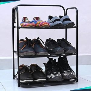 Three Tier Metal Storage <b>Rack</b> With Grid Shelves Standing Type For Kitchen Sundries Minimalist Design - Product Image 5