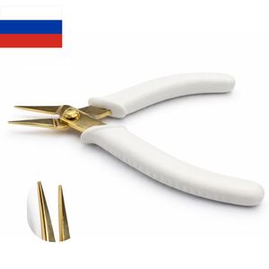 Premium Gold White Needle Nose Pliers 5 Inch Stainless Steel High Quality Jewelry Making Tool <b>Silver</b> <b>Wire</b> Drawing DIY - Product Image 2