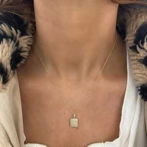Collares con Monograma de Nombre Inicial, Oro Sólido de 10k, 14k, 18k, con Diamantes Cultivados en Laboratorio de Corte Redondo, 18 Pulgadas, Colgantes de Letra Personalizados - Product Image 5