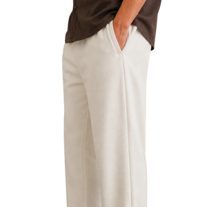 Wholesale <b>Mens</b> Wide Leg <b>Trousers</b> Custom Elastic Waist Relaxed Fit Side Pockets Full Length Open Hem Casual <b>Lounge</b> Wear OEM ODM B - Product Image 5