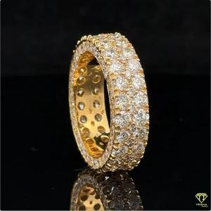 Anillo de Boda de Eternidad Completa con Diamantes de Moissanita de Corte Brillante Redondo en Oro Amarillo de 14K, Doble Hilera Pavé, Anillo de Aniversario - Product Image 5