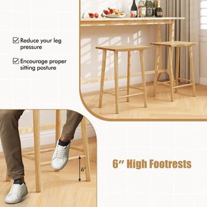 Set of 2 25.5 Inch Bar <b>Stools</b> with Footrest for Kitchen and <b>Dining</b> Room <b>Table</b> Benches - Product Image 6