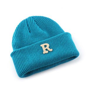 Gorro de Punto Acanalado Amarillo 100% Algodón con Logotipo R Bordado, Gorro de Invierno Unisex de Estilo Casual - Product Image 4