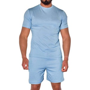 Conjunto de Dos Piezas para Hombre, Verano, Camiseta y Pantalones Cortos Casuales, Ropa Urbana, Logotipo Personalizado, Tejido de Punto, Secado Rápido, Transpirable, Superventas - Product Image 1