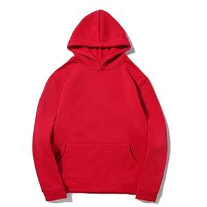 Sweat-shirt à capuche rouge pour homme, coupe classique, couleur unie, décontracté, en coton tricoté, avec poche avant, pour l'automne - Product Image 5