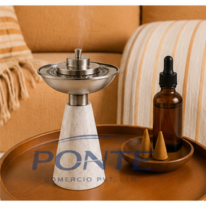 Quemador de Incienso Árabe de Mármol y Latón, Elegante Mabkhara de Travertino para Incienso Oud, Regalo Especial para Ramadán y Decoración Moderna para el Hogar - Product Image 3