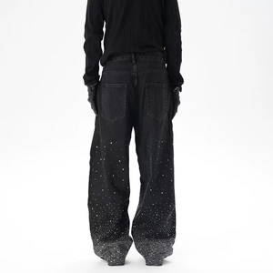 Women’s Y2K Customized Rhinestone Bow Jeans <b>Wide</b> <b>Leg</b> Baggy Denim Pants High Waist Loose Fit <b>Sparkly</b> Streetwear 100% Cotton Jeans - Product Image 6