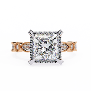 Bague de fiançailles, de mariage ou d'anniversaire en or massif 14 carats avec diamant de laboratoire taille princesse 2 carats, design de luxe - Product Image 2