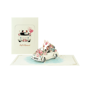 การ์ดป๊อปอัพกระดาษงานหัตถกรรม3D สีสันสดใสการ์ดอวยพรรถแต่งงานเกย์สำหรับวันวาเลนไทน์และวันแต่งงานพิมพ์ออฟเซต - Product Image 2