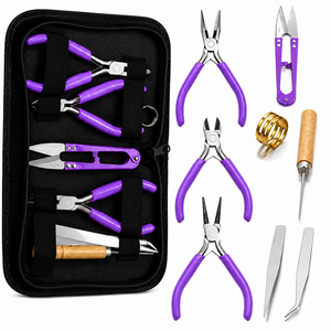 Kit de suministros para la fabricación de joyas con alicates morados, pinzas y herramientas para manualidades de joyería DIY, juego de acero inoxidable - Product Image 1