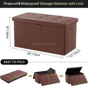 Custodia ignifuga pouf Cube pieghevole a forma di fuoco borsa Ottoman sgabello portaoggetti con blocco in pelle poggiapiedi sgabello scatola di immagazzinaggio - Product Image 5