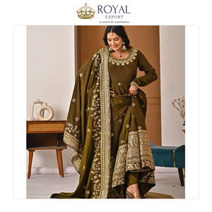 Ropa Tradicional India para Mujer, Traje de Boda, Último Diseño, Seda Vichitra con Bordado de Lentejuelas, Traje Anarkali en Venta - Product Image 5