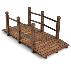 Ponte da Giardino in Legno di 1,5 Metri con Ringhiere di Sicurezza per Paesaggistica e Terrazze - Product Image 6