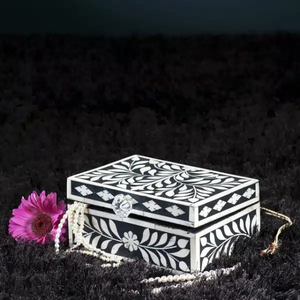 Luxury Handmade Bone Inlay Jewelry <b>Box</b> with <b>Floral</b> Design Wooden Storage Organizer for Rings Earrings Necklace Gift <b>Box</b> - Product Image 2