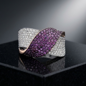 Anillo de Compromiso y Boda RAAMAA de Oro Rosa con Diamante Cultivado en Laboratorio, Diseño Clásico de Onda Cruzada Ancha, 10k/14k/18k, 8-10g - Product Image 3