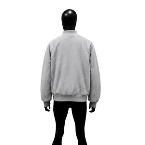 CLASSIC SILVER SNAP BUTTON VARSITY <b>JACKET</b> FOR <b>MENS</b> <b>LIGHTWEIGHT</b> WARM WINTER BOMBER RELAXED FIT CLASSIC COLLEGE WEAR LONG SLEEVE - Product Image 2