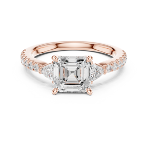 Best Price Prong Set Asscher Cut Lab Grown Diamond <b>Ring</b> For Girls <b>Crafted</b> From 14K Rose Gold Wholesale OEM Fine Jewelry Supplier - Product Image 1