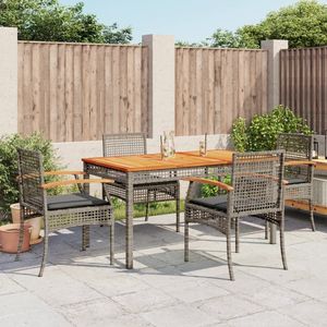 Ensemble de salle à manger en rotin gris de 5 pièces avec coussins Ensembles de jardin élégants - Product Image 1