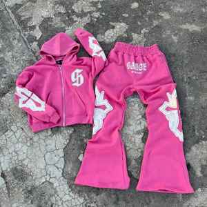 Conjunto Deportivo Casual de Dos Piezas para Hombre, Invierno, Ecológico, Transpirable, 100% Algodón, Talla Grande, Color Rosa, Sudadera con Capucha y Pantalones - Product Image 1