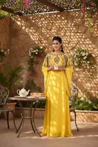 Ensemble 2 pièces de luxe AWAIS HOUSE pour femmes musulmanes, robe longue en velours uni perlé, coupe trapèze, lavable, vente en gros - Product Image 2