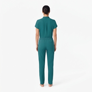 Hawk Eye <b>Women</b> Scrub Set <b>Teal</b> Short Sleeve Top Pants Hospital Uniforms with Pockets Polyester Woven Fabric - Product Image 3